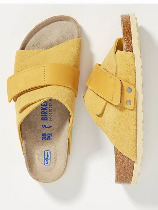 Birkenstock Shoes - Birkenstock Yellow Kyoto Soft Footbed Slides - 42 Narrow